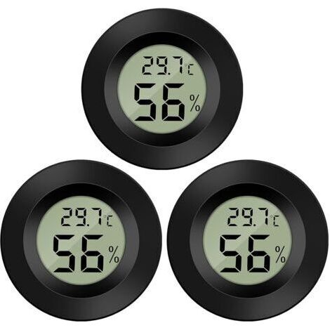 Bunthaus Thermomètre Hygromètre Mini Digital Lcd Température Humidité Portable Thermo Indicateur Pour Bureau Cuisine Humidors Incubateurs Reptiles 3 Pièces