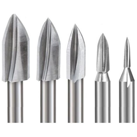 Bunthaus Jeu De Fraises Rotatives Pour Outil Rotatif, 5 Pièces Fraise Bois Tige 6mm Pour Bricolage, Sculpture Sur Bois, Gravure, Perçage, Grande Sculpture Sur Bois