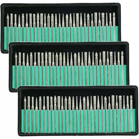 Bunthaus Diamant Burr Bits Percer Verre Métal Gemme Pour Meulage Outil Rotatif, 90 Pcs 1/8-inch (3 Mm)