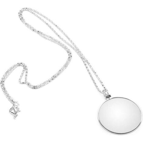 Bunthaus Loupe Avec La Chaîne, Alaij De Zinc / Verre, 5x, Diamètre 4.2 Cm, Longueur 45 Cm, En Argent,de Style 1