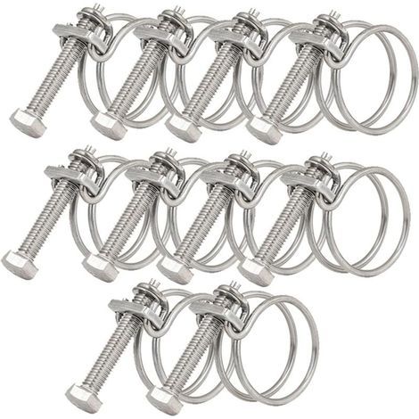Bunthaus Lot De 10 Colliers De Serrage À Double Fil De 36 À 40 Mm, Colliers De Serrage En Acier Inoxydable 201, Fixation Universelle Pour Tuyau De Plomberie
