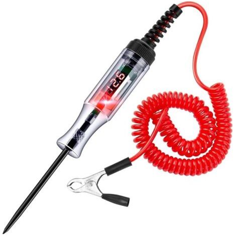 Bunthaus 1 Pièce Testeur De Circuit Automobile 3-48v Avec Voltmètre,lampe De Test D'Affichage À Rétroéclairage Led Robuste,testeur De Tension Dc Bidirectionnel,stylo De Test De Lumière Électrique
