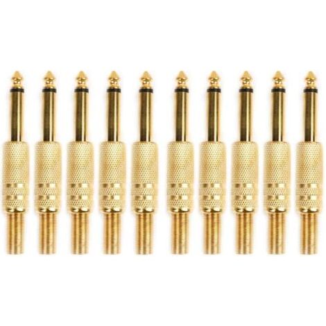 Bunthaus Lntyq 10 Pcs Plaqué Or 6.35mm Mâle 1/4 Prise Jack Mono Connecteur Audio À Souder