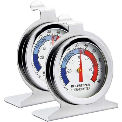 Bunthaus Lntyq Thermomètre Pour Réfrigérateur, Pack De 2 Thermomètre Pour Réfrigérateur/congélateur À Cadran En Acier Inoxydable Avec Crochet De Suspension Et Support