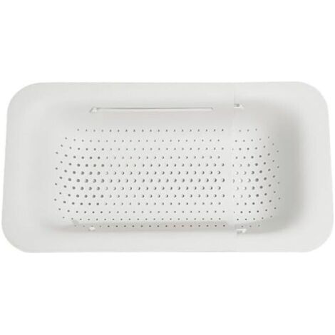 Bunthaus Passoire De Cuisine Pliable Et Extensible, À Poser Sur L'Évier, En Silicone, Portable Et Réglable, Pour Laver Fruits, Légumes Et Nouilles (blanche)