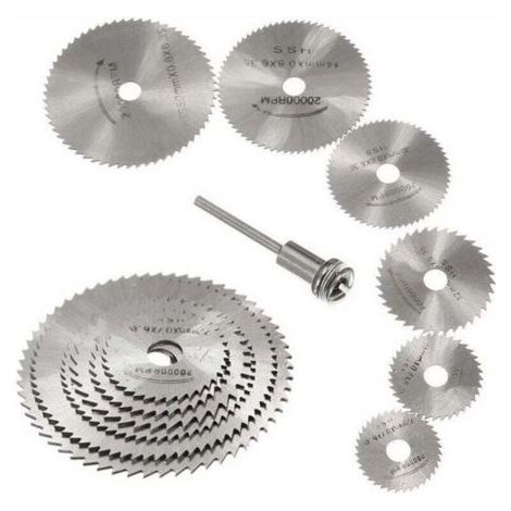 Jeu De 7 Lames De Scie Hss Pour Outil Rotatif, Disques De Scie Circulaire Pour Coupe Du Bois, Mandrin Pour Outil Rotatif Dremel Avec Tige D'Extension De 3,175 Mm (1/8")