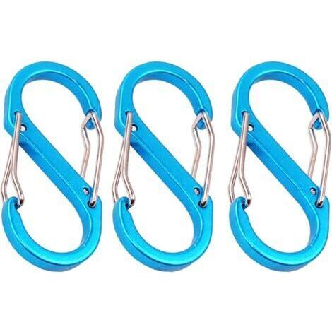 Bunthaus Pièces Mousqueton Petit Métal Double Mousqueton Clips De Sécurité En Forme De S En Métal Pour Les Activités De Plein Air (bleu)