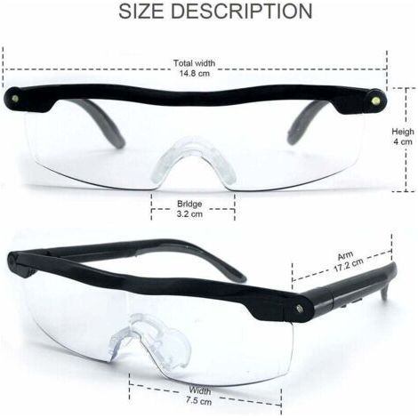 Bunthaus Lunettes De Lecture - Loupe De Vision Puissante Avec Lumière Led, Grossissement De 160%, Pour Lecture,tous Les Travaux De Précision,réparations,couture, Montres Et Artisanat