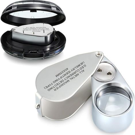 Bunthaus Csparkv 40x Loupe De Bijoutier Illuminée En Métal Loupe De Bijoux Loupe De Bijoux De Poche Pliable Avec Led Et Lumière Pour Inspection De Bijoux Et Monnaie
