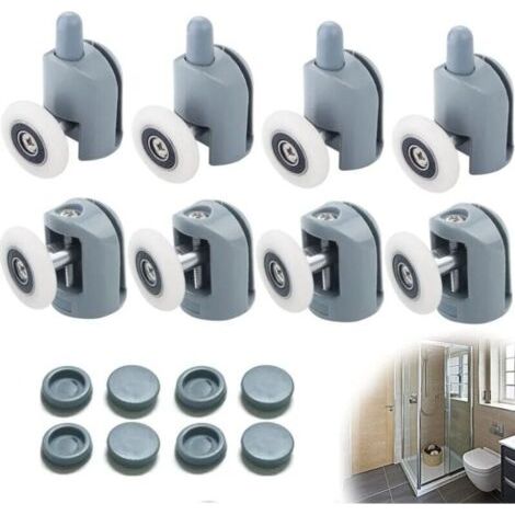 Bunthaus Lntyq Roulette Porte Coulissante Douche 8 Pièces Roulettes Pour Porte De Douche 23mm Galets De Porte De Douche Roulettes Cabine De Douche Pour Salle De Bain, 4 Supérieures Et 4 Inférieures