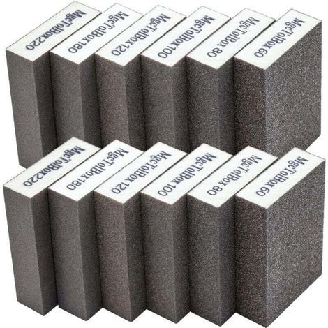 Pair 12pcs Éponge De Ponçage, Cales À Poncer Kit Polissage Grain 60/80/100/120/180/220 Spécifications Lavables Et Réutilisables