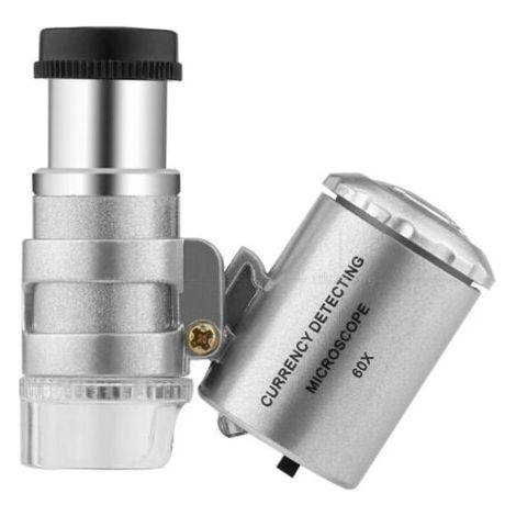Bunthaus Lntyq Loupe Éclairante, Loupe Poche Mini Microscope De Poche Loupe Uv Détecteur De Monnaie Bijoutier Loupe Avec La Lumière Led,60x