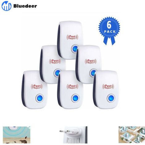 Bunthaus Répulsif Ultrason Souris Et Rat 2019 - Prise À Double Fréquences Ultrasonique Puissantes - 6 Appareils Repulsif Ultrasons Anti Rongeur,fouine Et Loir - Protection Efficace En 4 Semaines Garan