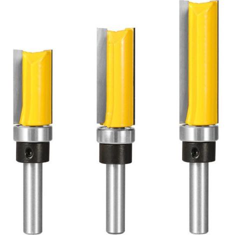 Pair 3pcs 8mm Tige Fraise À Affleurer, Fraise À Araser Fraise À Copier Avec Roulement Supérieur, Outils De Fraisage De Menuiserie-fei Yu