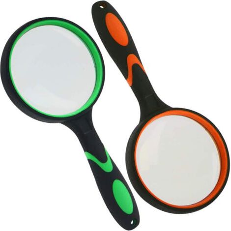 Bunthaus Lot De 2 Loupes De Poche Pour Seniors, Grossissement 10×, 75 Mm, Noir/vert Et Orange