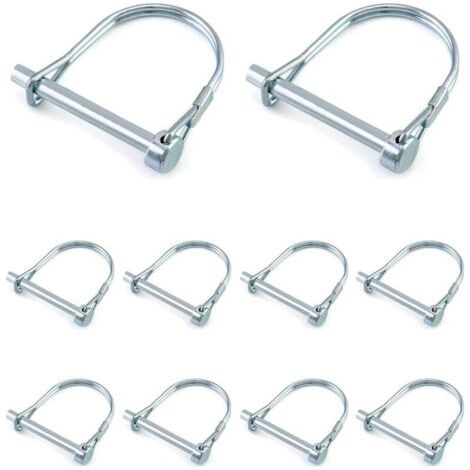 Bunthaus 10 Pcs Goupille De Verrouillage Forme D, Goupille Securite En Acier Au Carbone Galvanisé Pour Jardin Pelouse Remorques 6 X 50 Mm