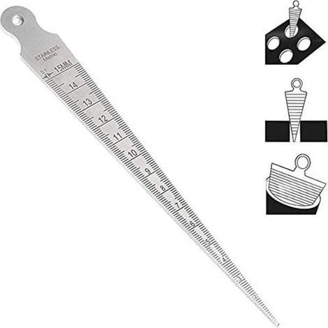 Bunthaus Jauge Conique 1-15mm 1/32-5/8" Acier Inoxydable Jauge De Soudage Conique Inch Métrique Palpeur Métrique Trou Mesure Outil