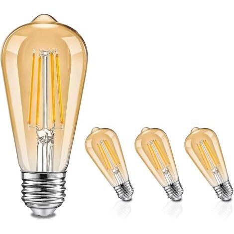 Bunthaus Ampoule Led E27 Dimmable À Filament - Stepless Dimmable Ampoule St64 Style Antique - Rétro 2700k Blanc Chaud 3pcs