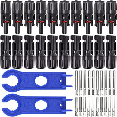 Bunthaus 10 Paires Photovoltaique Câble Connecteur, Connecteur Pv, Connecteur Solaire Photovoltaïque Avce Clés Hexagonales, Connecteur Solaire Mâle + Femelle Pour Panneaux Solaires Cable Accessoires