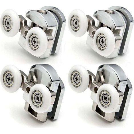 Pair Lot De 4 Roulettes Doubles - Pour Porte De Douche Coulissante, À 2 Roues De 23 Mm De Diamètre En Alliage De Zinc Salle De Bain