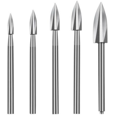Bunthaus Lot De 5 Outils De Gravure Hss Pour Bois - Couteaux De Sculpture De Précision, Accessoires Rotatifs Pour Modélisme Et Travail Du Bois