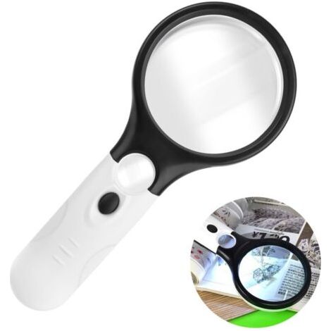 Bunthaus Loupe De Lecture 3x-45x À Main Avec 3 Led - Loupe Grossissante Éclairante Pour Lecture, Bijoux, Artisanat Et Travaux De Précision