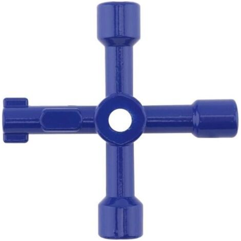 Bunthaus Clé En Croix Bleue À Quatre Voies, Clé Multifonction Universelle, Adaptée Aux Armoires Électriques, Trépieds, Vannes Et Compteurs D'Eau