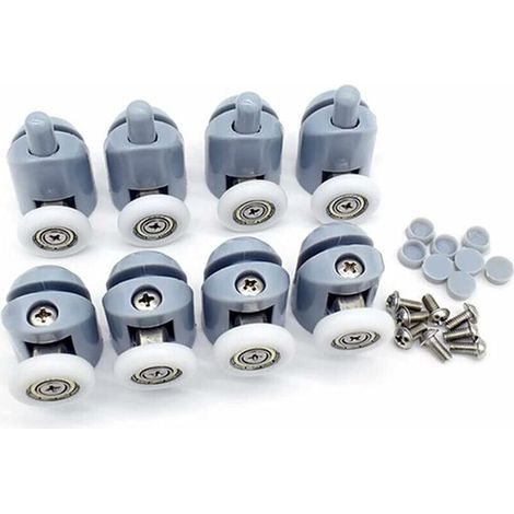 Bunthaus Lot De 8 Roulettes Pour Porte De Douche - Pièces De Rechange Pour Porte De Douche - 4 Roulettes Supérieures + 4 Roulettes Inférieures - 23 Mm