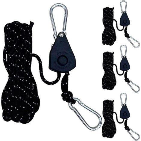 Bunthaus Lot De 4 Haubans Réfléchissants De 4 M - 4 Mm - Tendeur Léger - Réglable - Pour Extérieur, Tente, Tente, Camping, Voile D'Ombrage - Corde À Linge (noir)