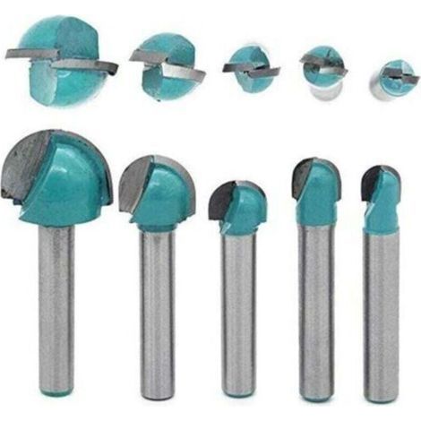 Pair 5 Pcs 6mm Tige Routeur Core Box Bits ， Fraise À Rainure Ronde Outils À Bois 6mm/8mm/10mm/12mm/18mm