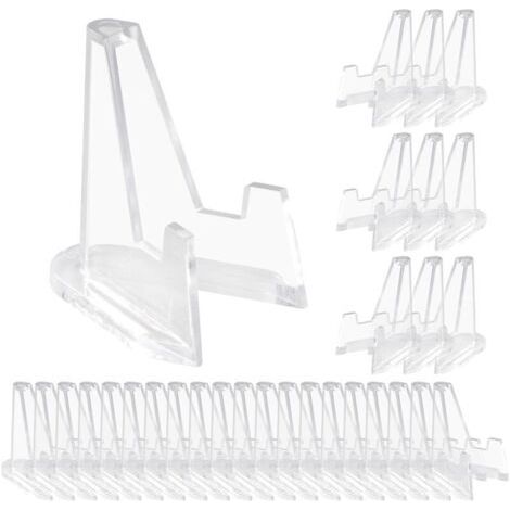 Bunthaus 30 Pcs Supports De Cartes En Acrylique, Presentoir Chevalet Acrylique Transparent, Mini Chevalets Support De Monnaie En Plastique Pour Médailles Cartes Postales À Collectionner
