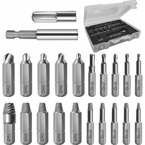 Pair 22 Pièces Endommagé Vis Extracteurs, Endommagé Vis Extracteurs, Hss Ensemble Décapant Boulon Avec Porte-embout Magnétique Et Adaptateurde Douille Pour Vis Cassée, Décapant Dénudé Boulon