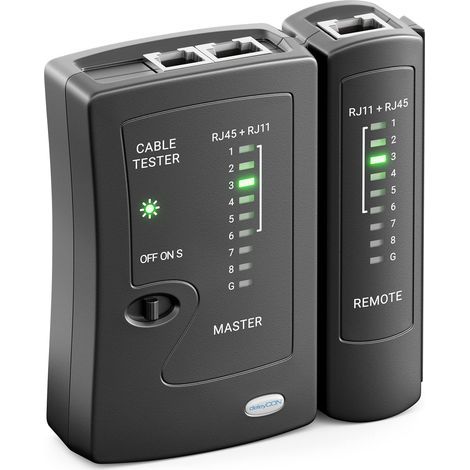 Bunthaus Testeur De Câble Réseau Rj11 Rj12 Rj45 Isdn Lan - Pour Câbles Patch Cat6 Cat7 Cat8 - Testeur De Cordon Et Câblage - Noir