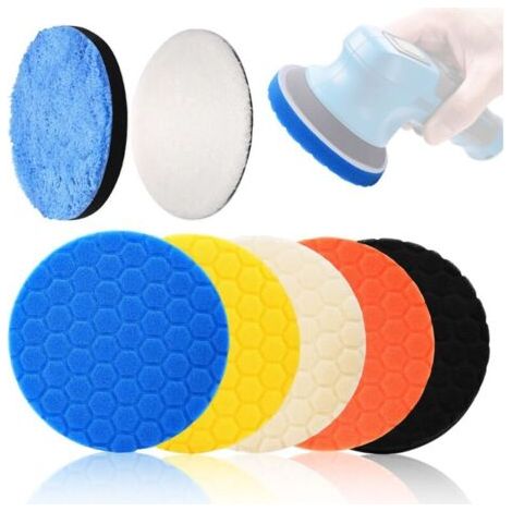 Bunthaus 7 Pièces 150mm Polissage Pad,kit Polissage Voiture,hexlogique Polissagepad,disque Polissageen Laine,pour Polissagede Voiture Meulage Cirage