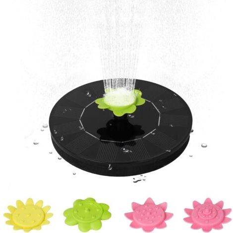 Bunthaus Fontaine Solaire Extérieur 6v 1w Pompe Bassin Solaire Avec 5 Buses Fontaine Extérieure Debout Libre Pompe À Eau Sans Brosse,pour Piscine Étang Jardin Patio (130a)