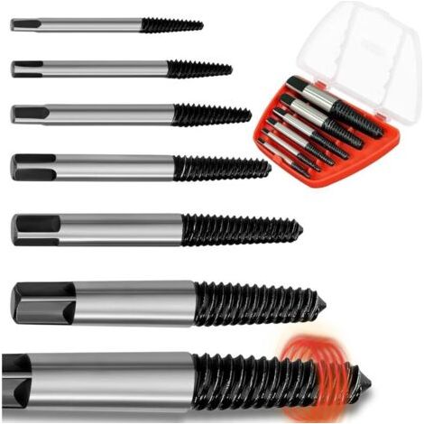 Bunthaus 6 Pièces Extracteur De Vis, Extracteur Vis Cassée, Extracteur De Boulons, Jeu D'Extracteurs De Vis, Outils D'Extraction De Vis Pour Desserrer Et Enlever Les Vis Bloquées Ou Cassées