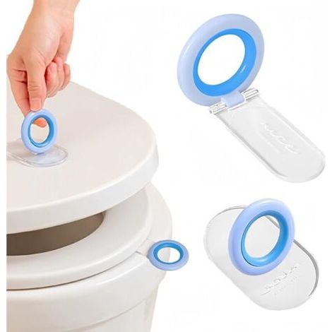 Bunthaus Lot De 2 Lève-abattants Wc, Lève-abattants Wc Adhésifs, Pour Toilettes, Hôtel, Maison, Accessoires De Salle De Bain, Bleu Et Blanc