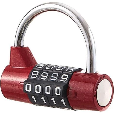 Bunthaus Cadenas À Combinaison À 4 Chiffres Pour Casier Scolaire, Salle De Sport, Boîte À Outils, Étui, Rangement À Moraillon (rouge)