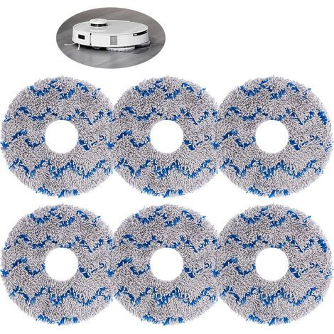 Diamètre Extérieur 13,5 Cm, Diamètre Intérieur 3,5 Cm, Lot De 6 Chiffons De Nettoyage De Rechange Bleus Pour Ecovacs T20, T20pro, T20max, T20 Max Plus, T20 Pro Plus Accessoires D'Aspirateur,