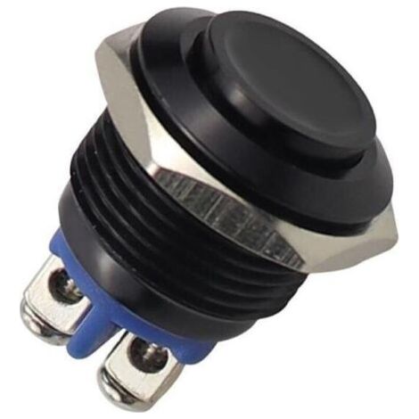 Bunthaus Interrupteur À Bouton-poussoir En Métal, 220 V, 16 Mm, Étanche, Rond, En Acier Inoxydable, À Réinitialisation Automatique, Normalement Ouvert, Tête Haute (noir)