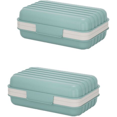 Bunthaus Deux Porte-savons, Étanches Et Portables, Adaptés Aux Voyages Et À La Salle De Bain, Avec Couvercles Et Bac D'Égouttage (bleu Mat)