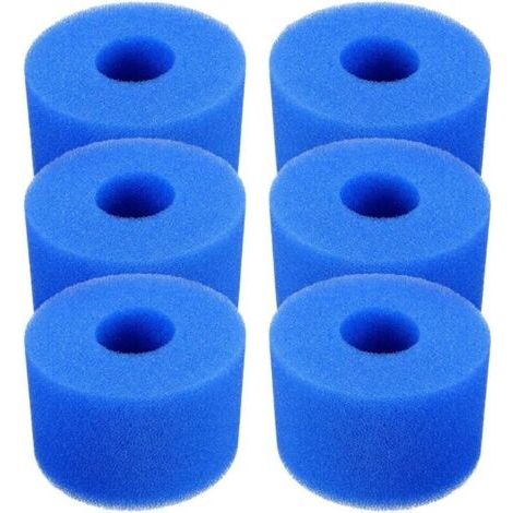 Bunthaus Lntyq Lot De 6 Cartouches De Filtre De Piscine Réutilisables Et Lavables En Mousse Pour Jacuzzi Type S1 (bleu)