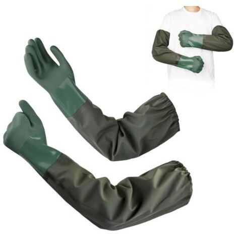 Bunthaus 1 Paire Gants Longs 70cm Gant Menage En Caoutchouc Gant Protection Chimique Imperméables Étanches Antidérapants Pour Nettoyage Étang Industrie Agriculture Pêche Construction (bleu)