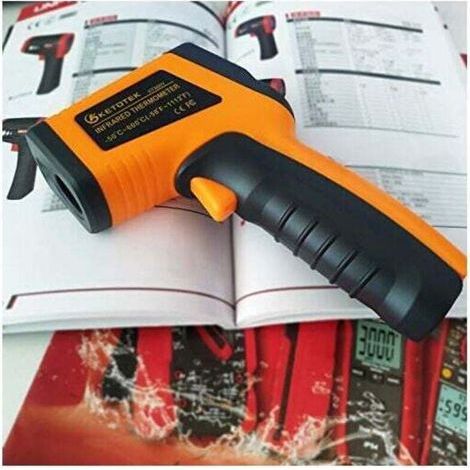 Pair Laser Thermometre Infrarouge Pistolet Thermomètre Numérique -50-400°c Point Laser Pistolet Alimentaire Grade Professionnel Enregistreur 2×aaa Incluses (jaune)