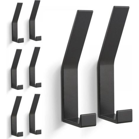 Bunthaus 8 Piece Hanger, Wall Hanger (invisible Screw), Modern Hooks For Clothes, Scarves, Etc. (black)
