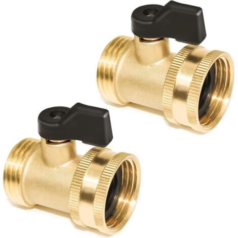 Bunthaus Vanne Laiton 3/4 Vanne À Sphère Robinet À Tournant Avec Manette Pour Tuyau D'Arrosage，25mm (2 Pièce)