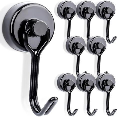 Bunthaus Lot De 8 Crochets Magnétiques Extra Puissants (15kg), Pivotants, Idéal Pour Fixation Sur Portes Métalliques Et Réfrigérateurs