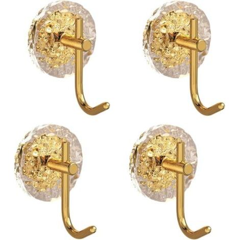 Bunthaus Lntyq 4 Pièces Porte Serviette Or Crochet Autocollant En Acrylique Crochet Adhésif Mural De Salle De Bains Porte Manteau Mural Salle De Bain Cuisine Hooks (3.35 Pouces)