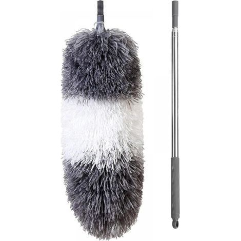 Bunthaus Plumeau Télescopique En Toile D'Araignée, Tête De Loup, 2,8 Mètres, Tête De Plumeau Pliable Et Lavable, Gris