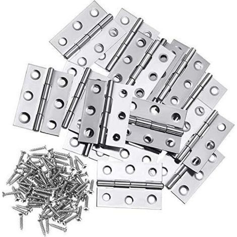 Pair 10pcs Charnière En Acier Inoxydable Charnières 3 Pouces Se Pliant Charnière Connecteurs Pour La Maison Meubles Matériel Armoire Garde Porte Tiroir (avec 60pcs 3 12mm Vis)
